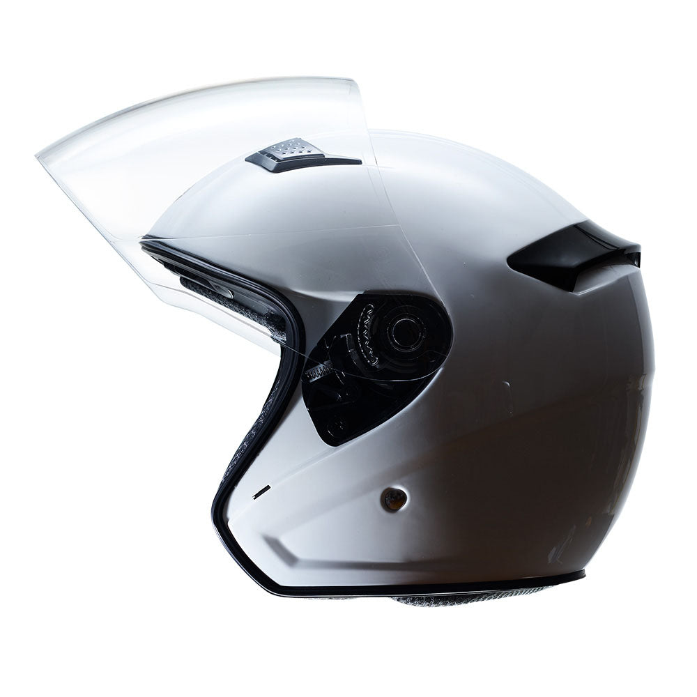 Eldorado open face helmet with visor in Gloss White, side view