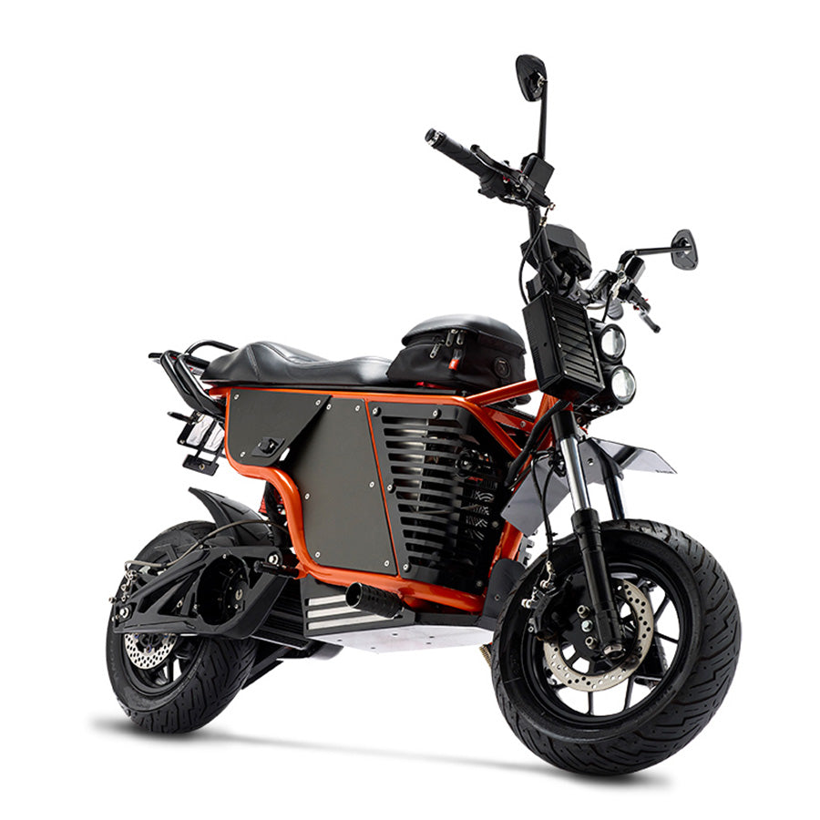 FONZ NKD electric motorbike with Metallic Orange frame and integrated rear carrier