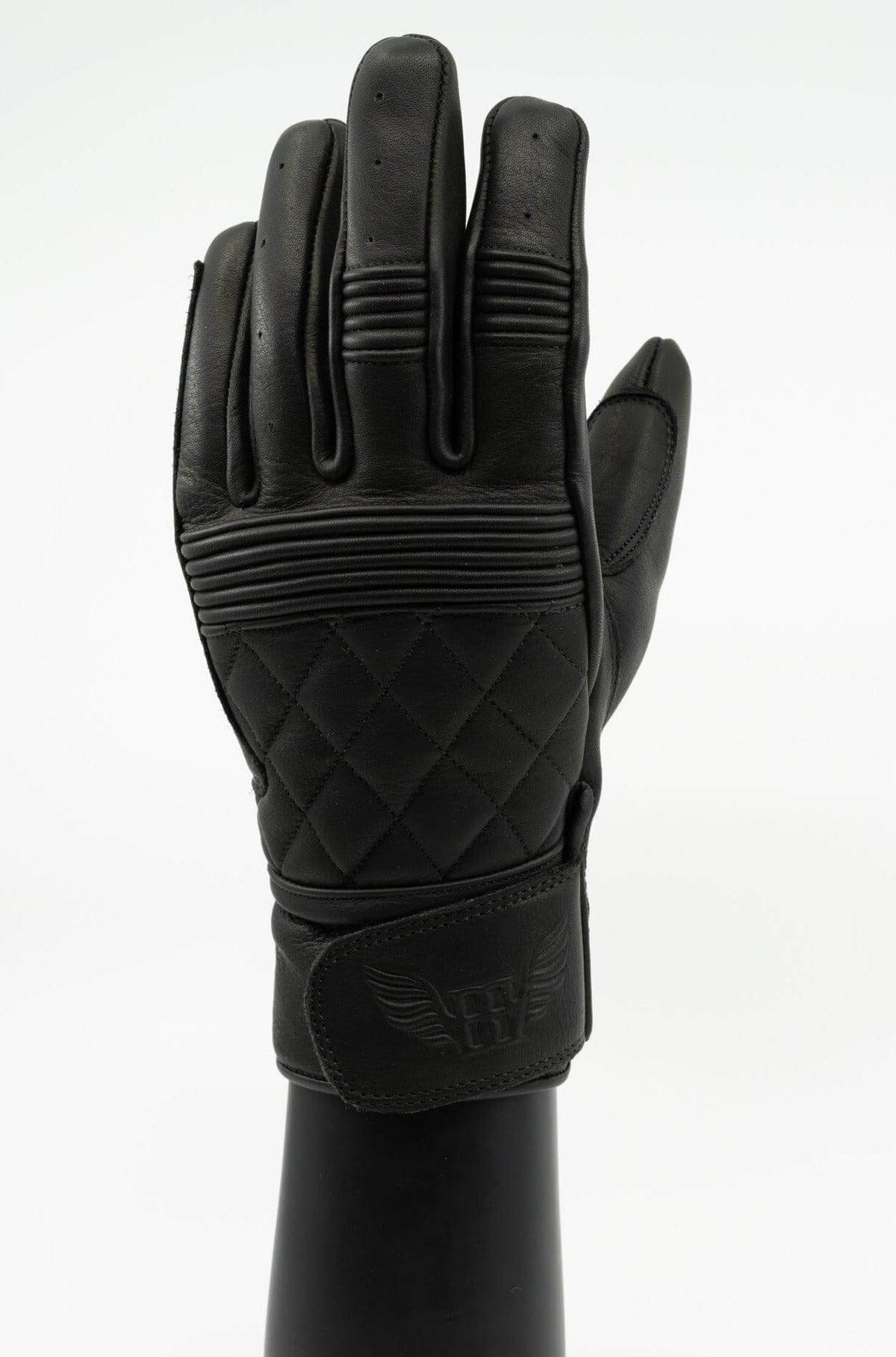 Merla Moto Cafe quilted leather motorcycle gloves in black